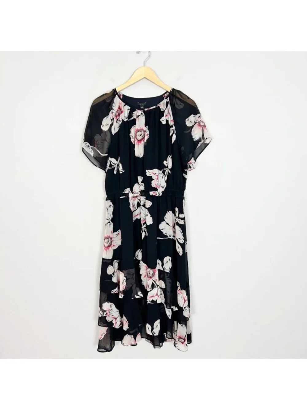 NEW Ann Taylor Blue Floral Tiered Ruffle Midi Dress Flowy Size 12 Women's